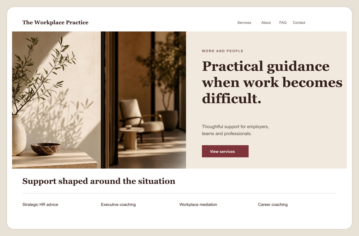 Desktop view of the Dutch HR consultancy Shopify storefront