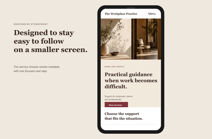 Mobile view of the Dutch HR consultancy Shopify storefront